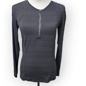 Athleta 1/4 Zip Athletic Top Long Sleeve Heather Black Women's Small